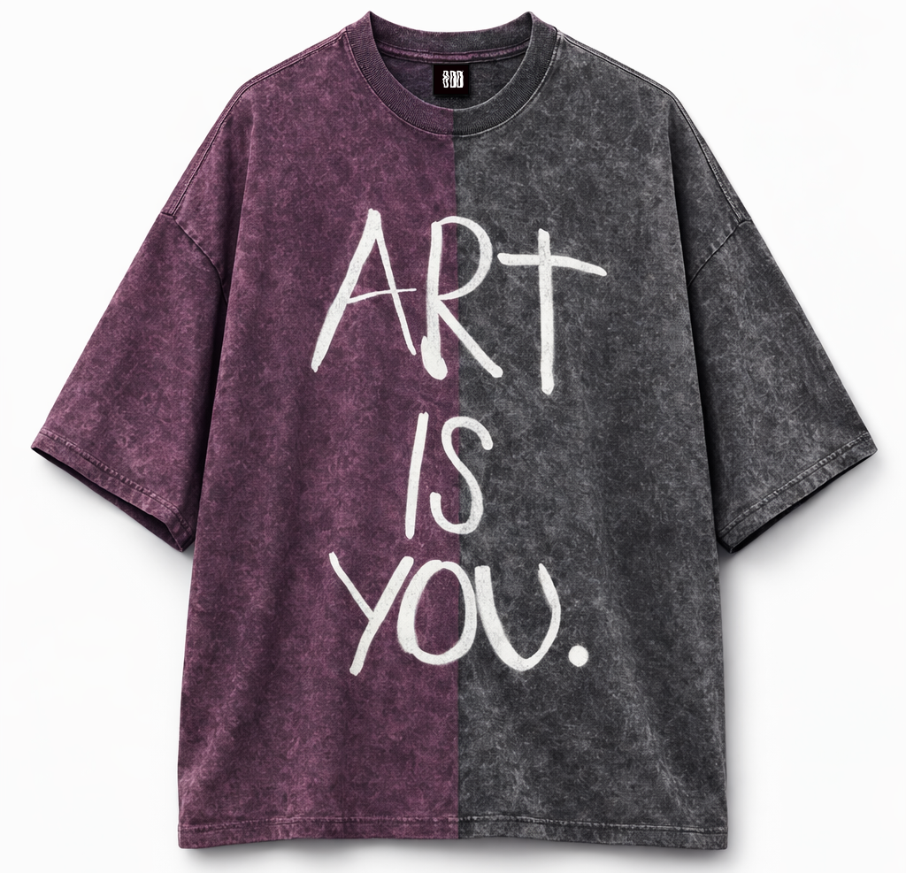 Half n Half T Shirt (Violet-Black)