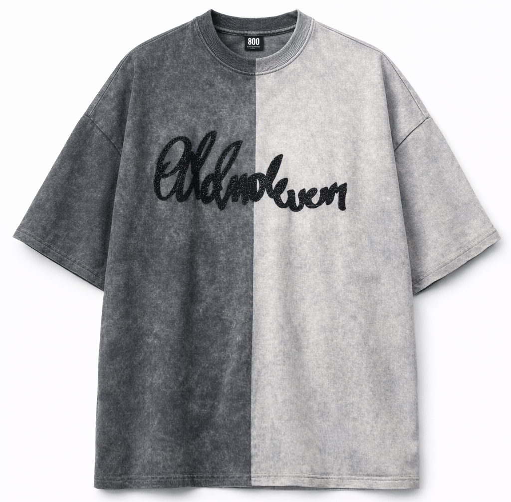 Half n Half T Shirt (Black-Grey)