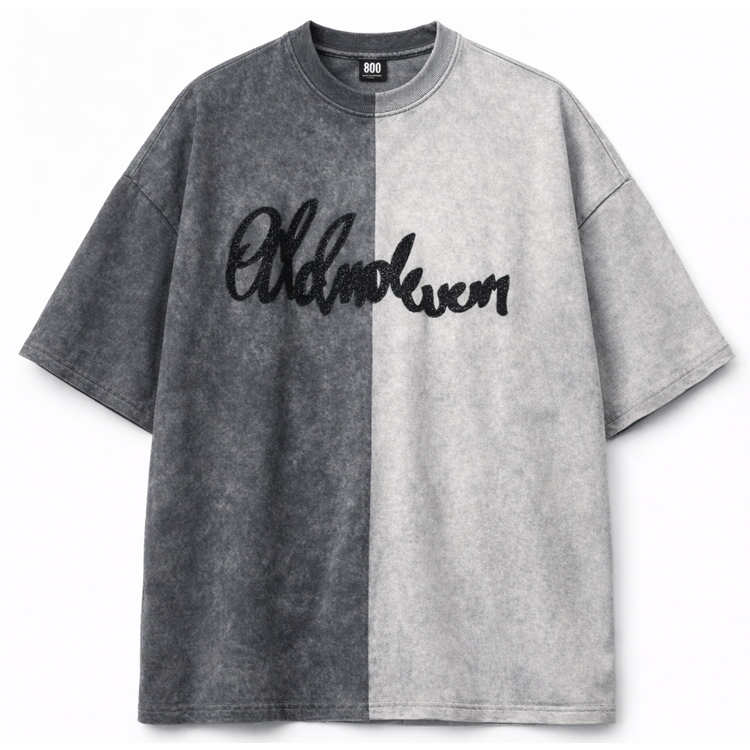 Half n Half T Shirt (Black-Grey)