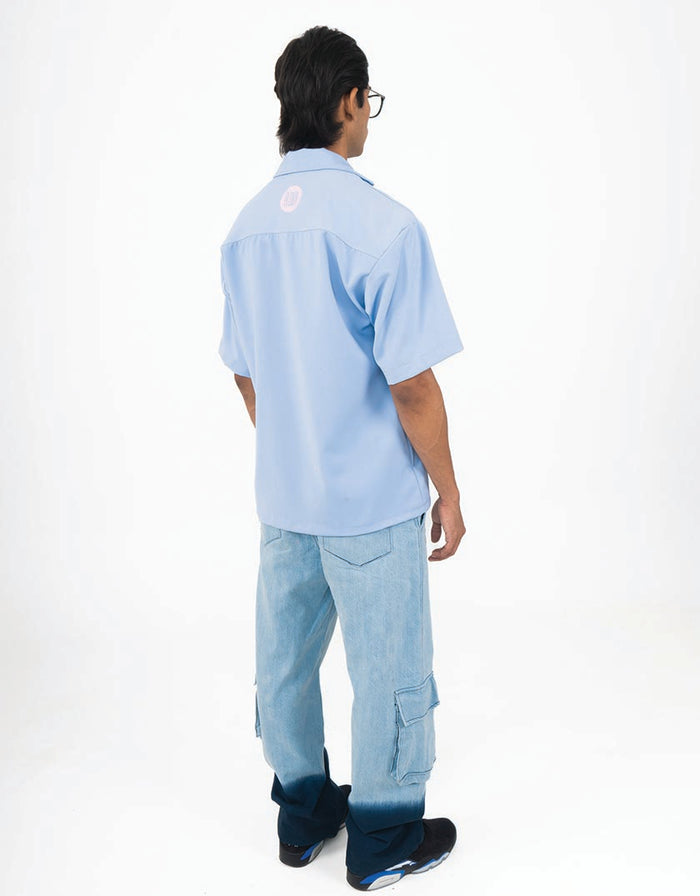 Blessed Blue Shirt - streetwear oversized shirt in blue