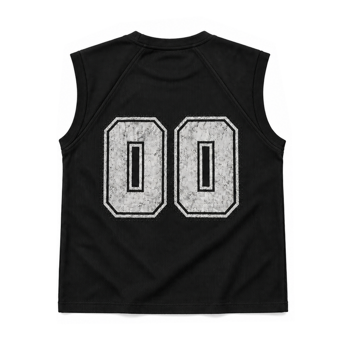 00 After Dark Black Sleeveless T Shirt, back view with bold 00 graphic