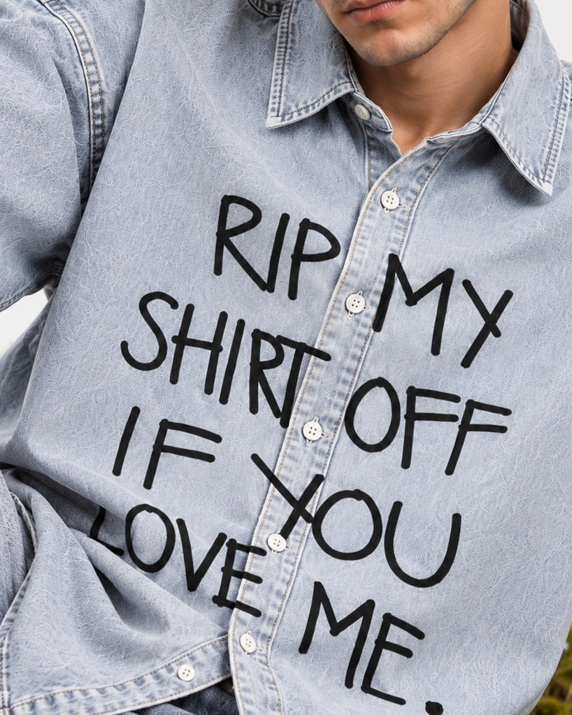 Rip My Shirt Off Oversized Grey Shirt