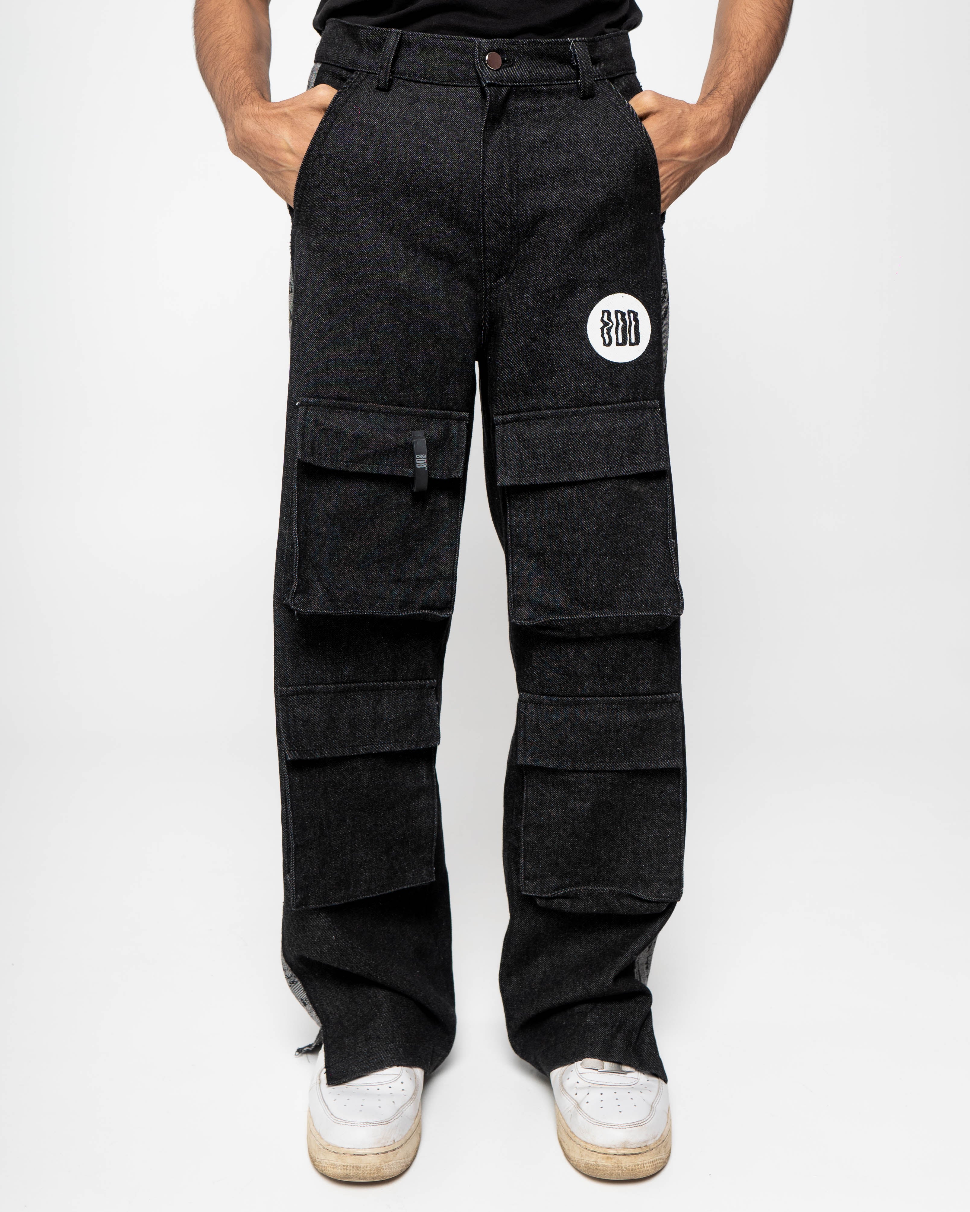 SCRIBBLED PANEL PANTS