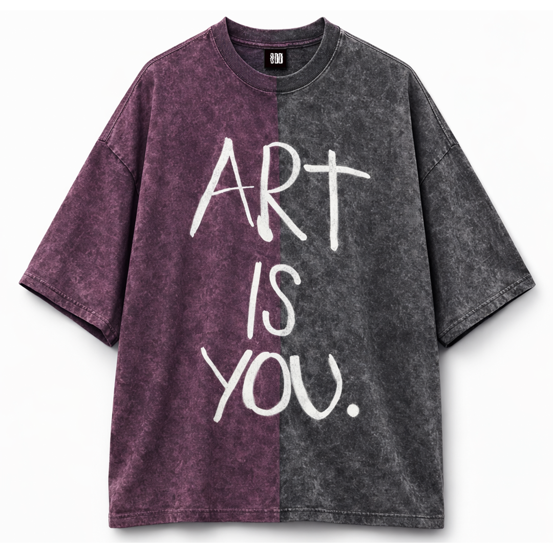 Half n Half T Shirt (Violet-Black)