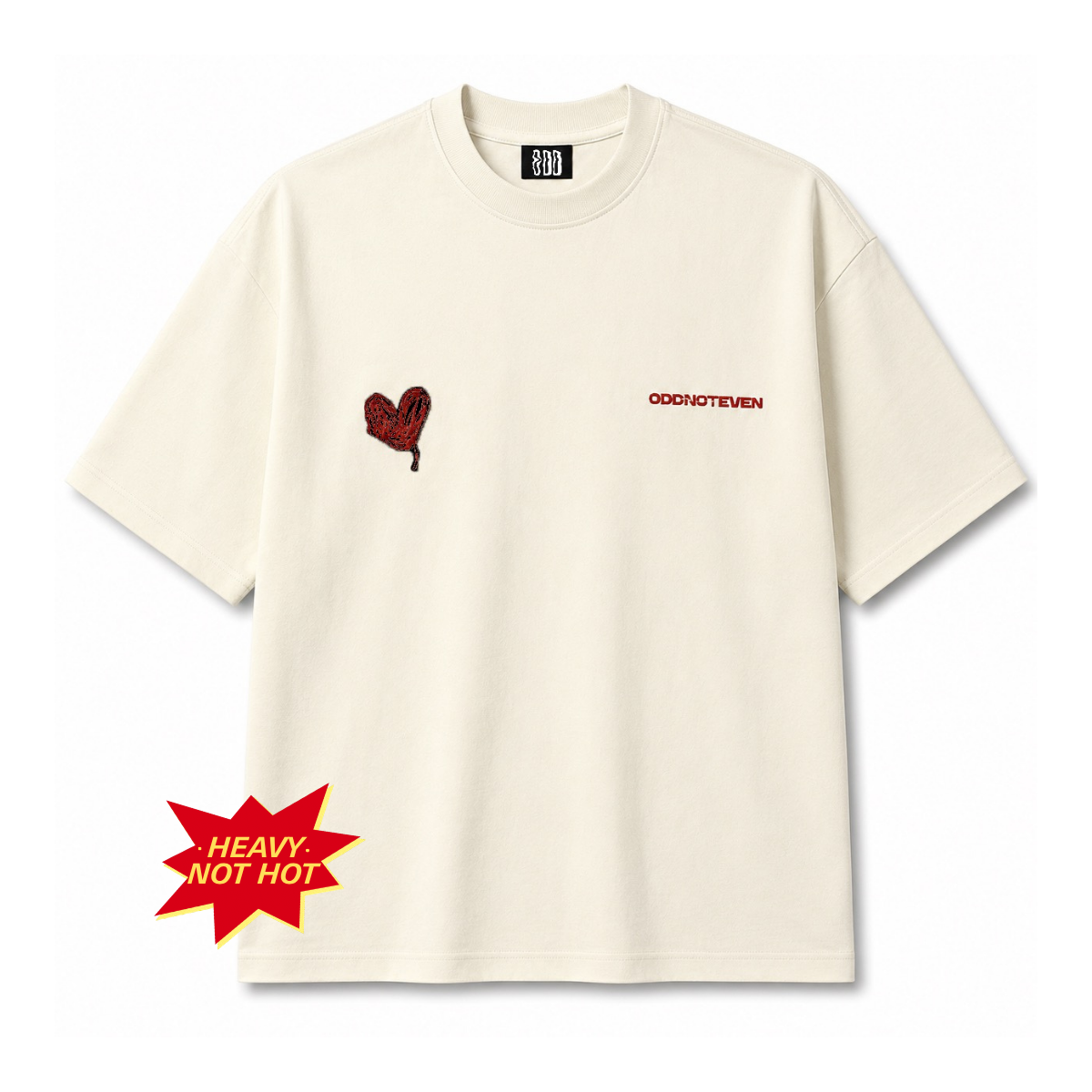 Scribble Heart Off-White Basic Tshirt