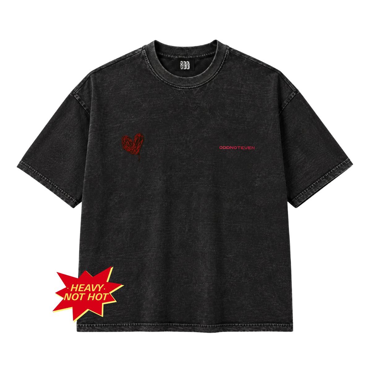 Scribble Heart Black Washed Tshirt