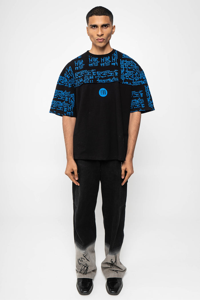 Black Scribble Tshirt - relaxed fit oversized t-shirt, Odd Not Even streetwear