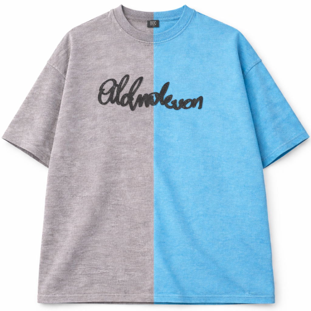 Half n Half T Shirt (Grey-Blue)