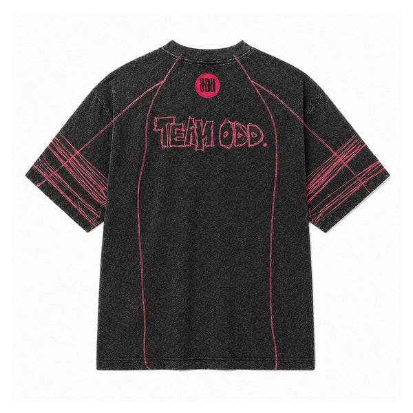 Black-Red Jersey Tshirt - graphic streetwear jersey t-shirt, Odd Not Even