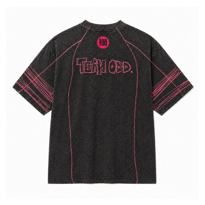 Black-Red Jersey Tshirt - graphic streetwear jersey t-shirt, Odd Not Even