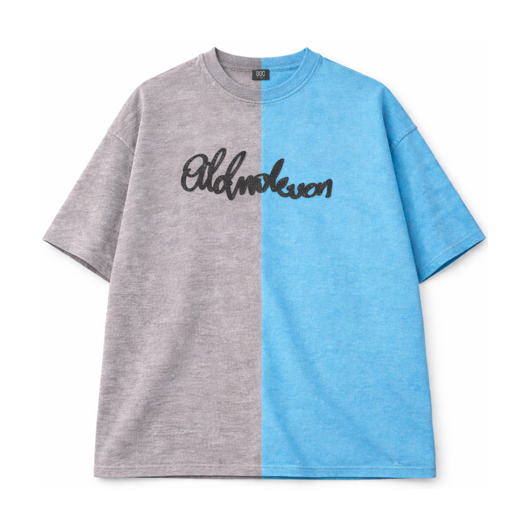 Half n Half T Shirt (Grey-Blue)