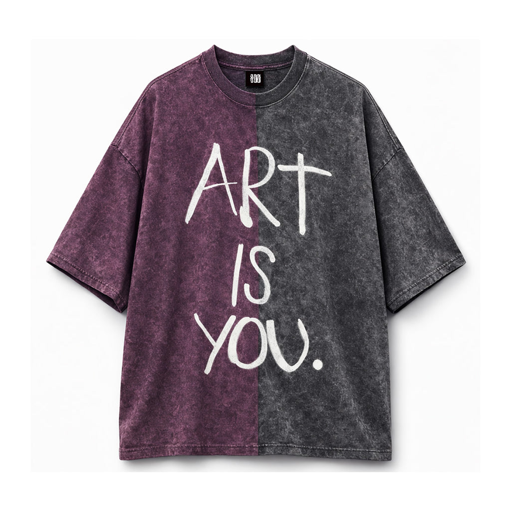 Half n Half T Shirt (Violet-Black)