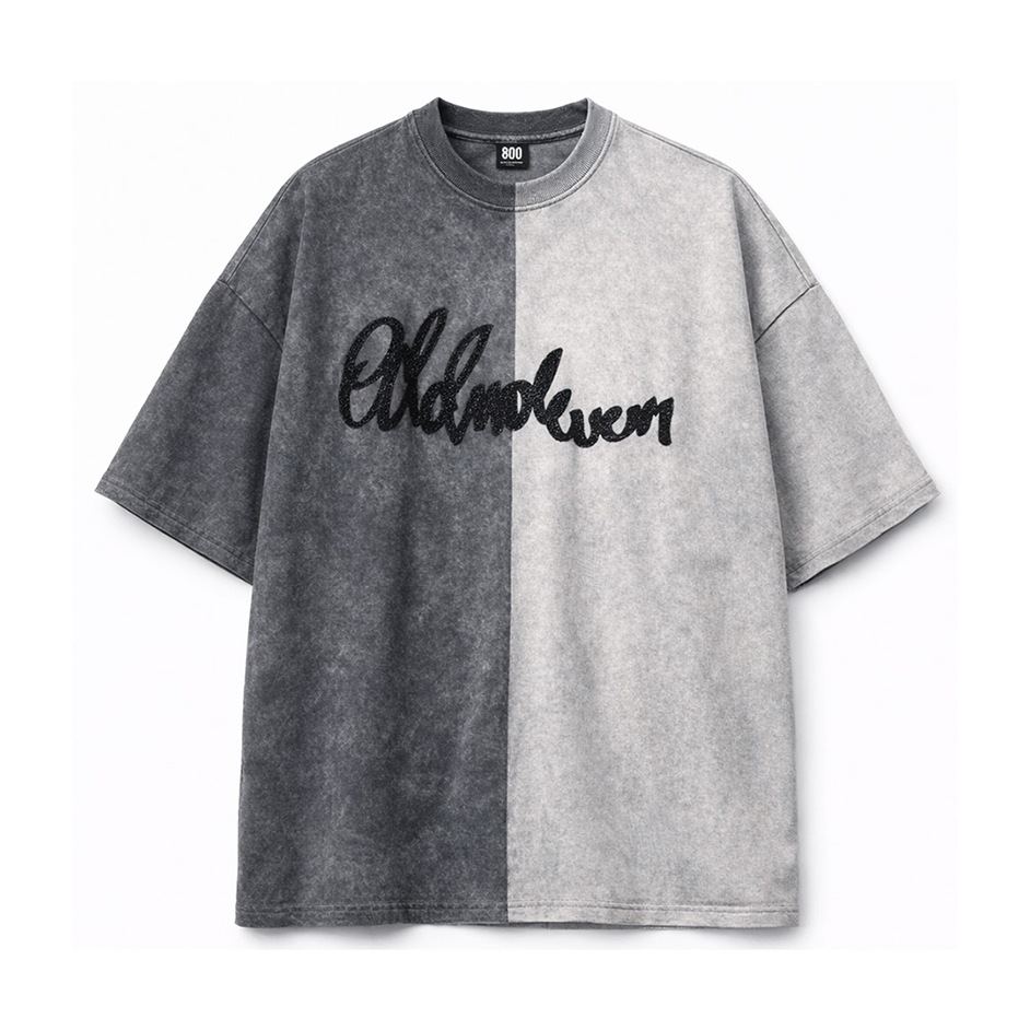 Half n Half T Shirt (Black-Grey)