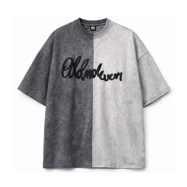 Half n Half T Shirt (Black-Grey)