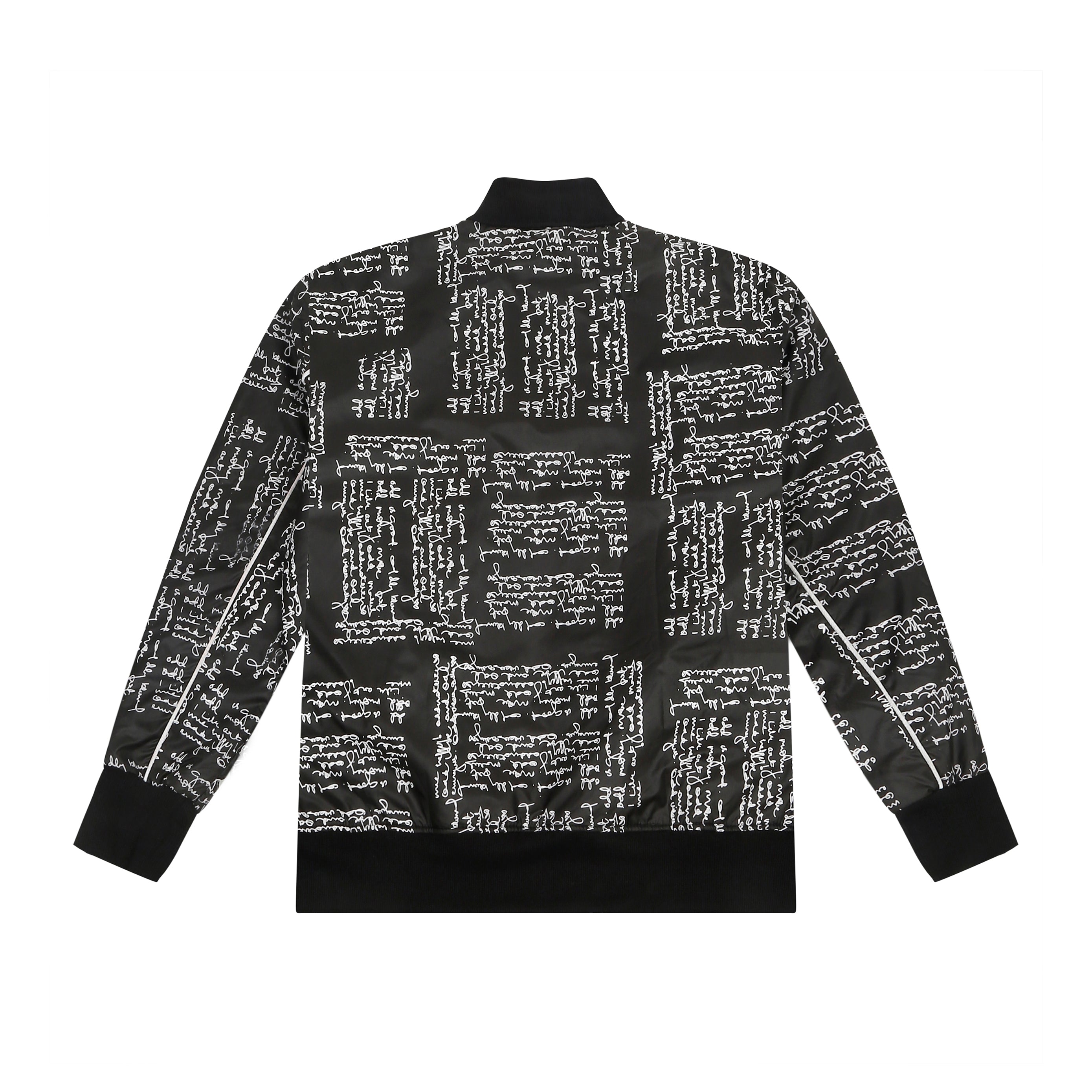 Black Scribbled Bomber Jacket