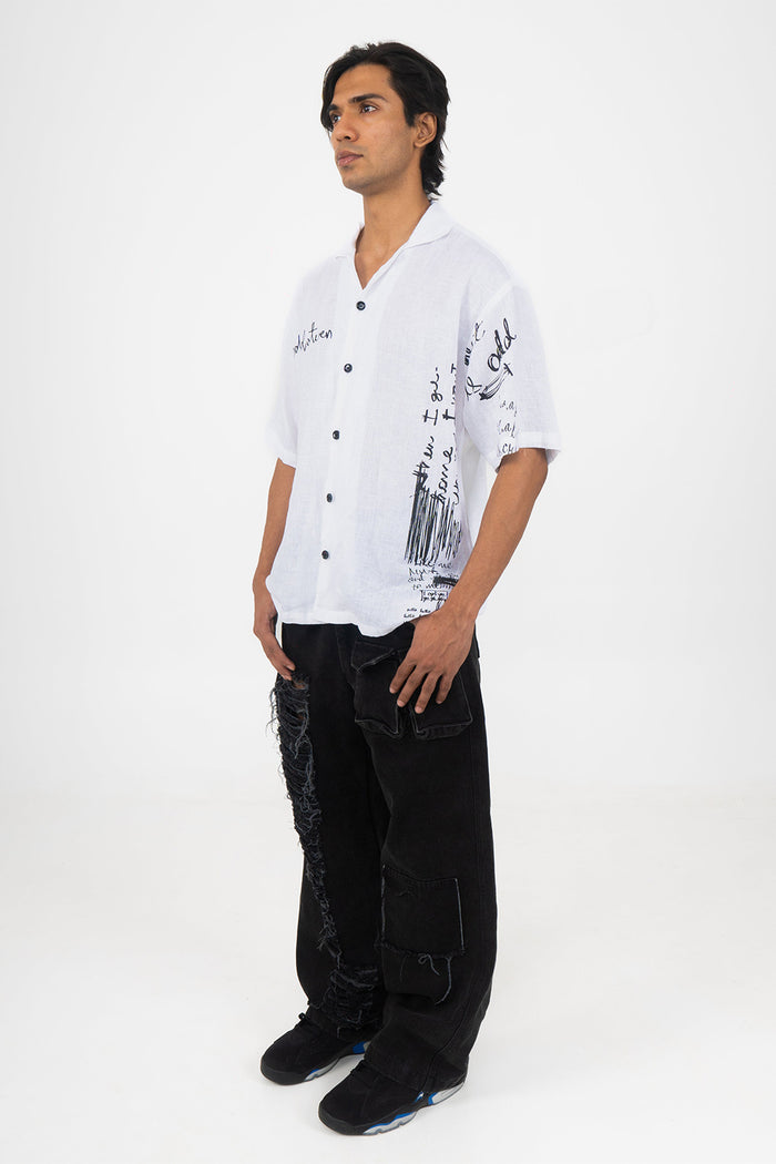 'Places to be' Linen Shirt - streetwear linen shirt for men and women