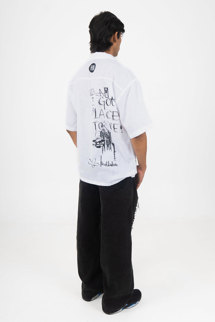 'Places to be' Linen Shirt - relaxed fit linen shirt, Odd Not Even streetwear
