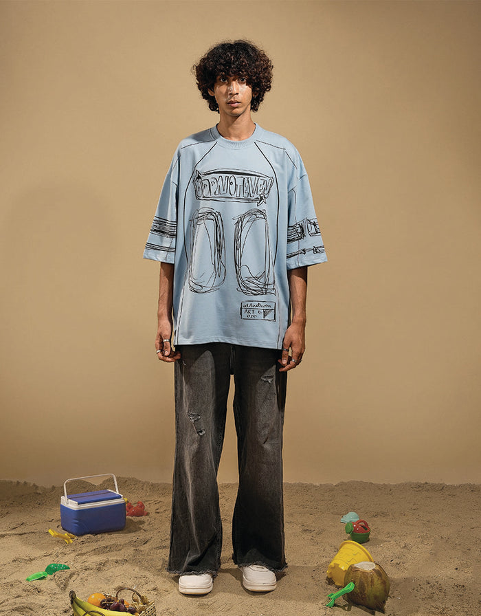 Sky Blue Jersey Tshirt - streetwear jersey t-shirt in sky blue