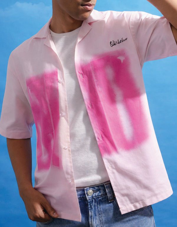ODD Stamp Linen Shirt - graphic streetwear linen shirt, Odd Not Even