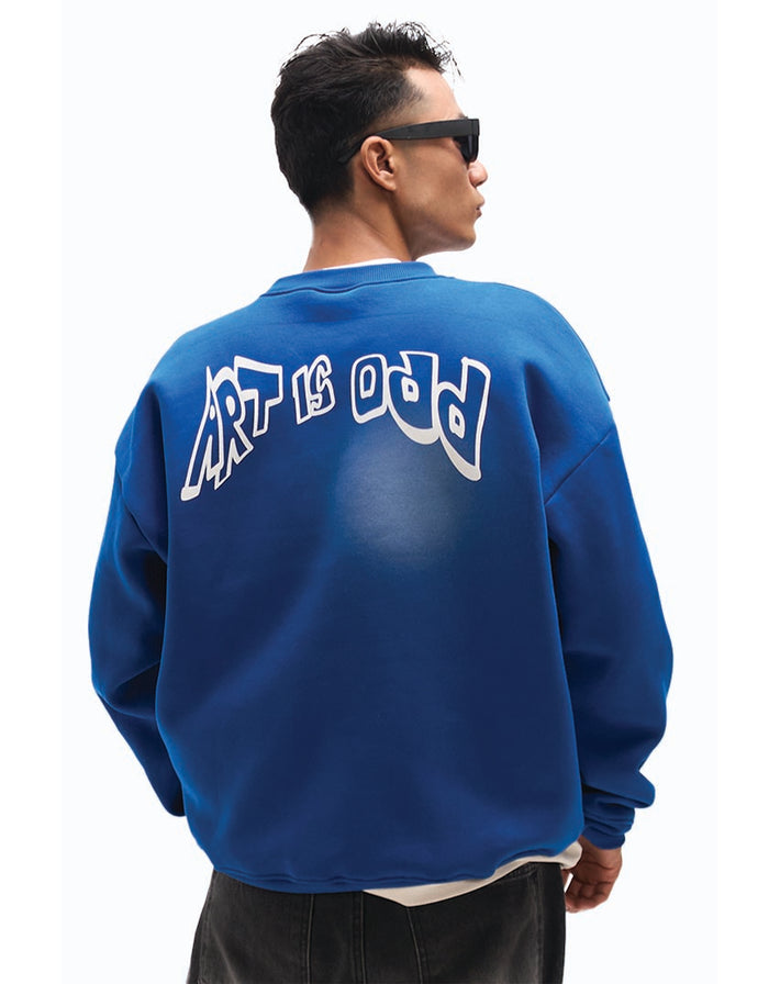 Royal Blue Spray Sweatshirt - relaxed fit sweatshirt, Odd Not Even streetwear