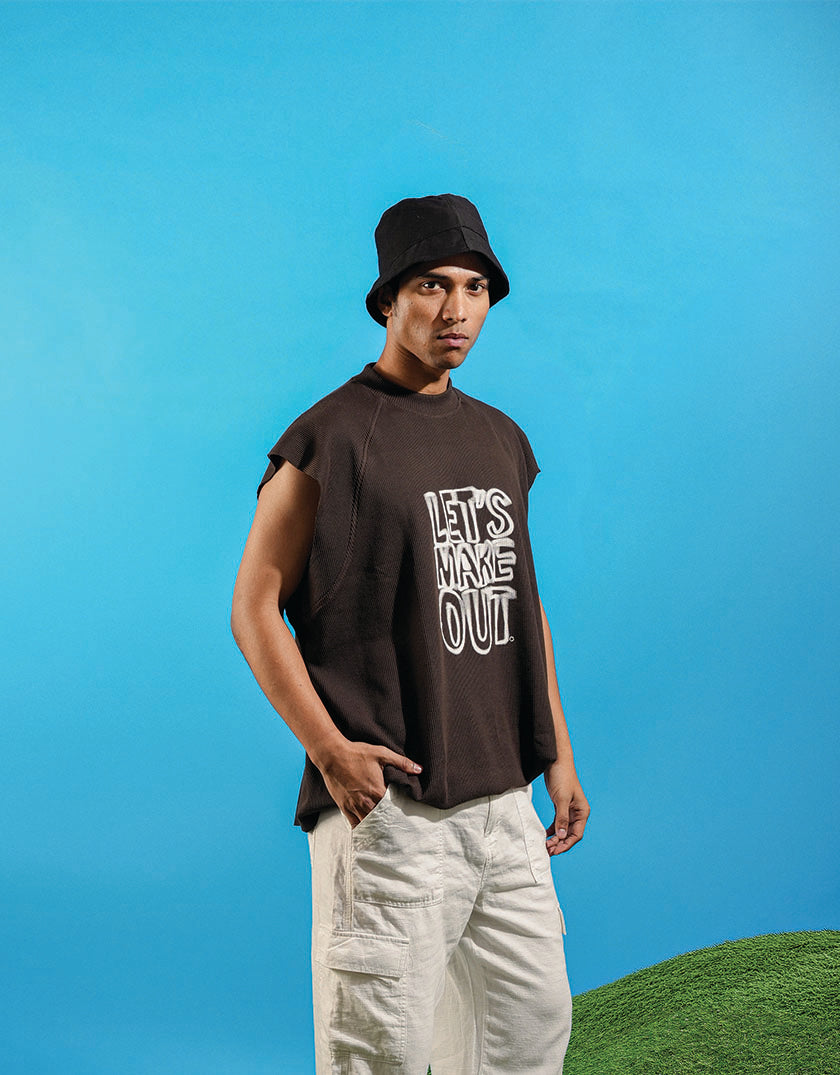Makeout Brown Sleeveless T Shirt