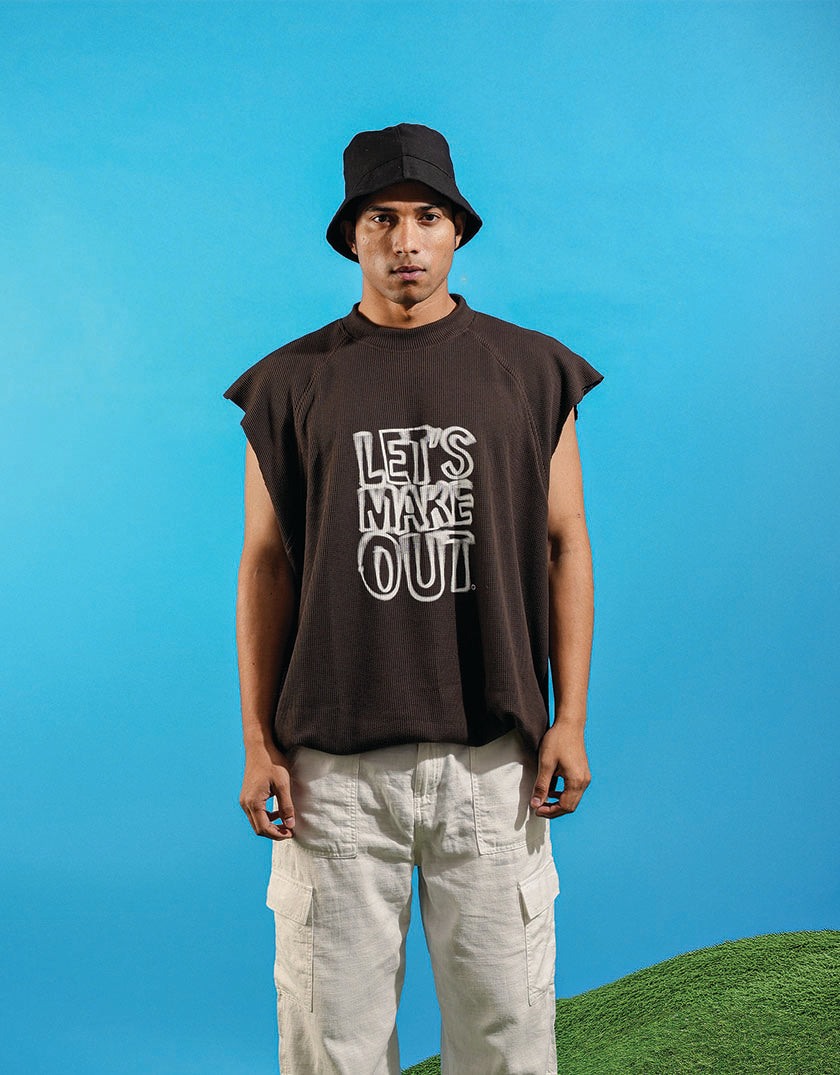 Makeout Brown Sleeveless T Shirt