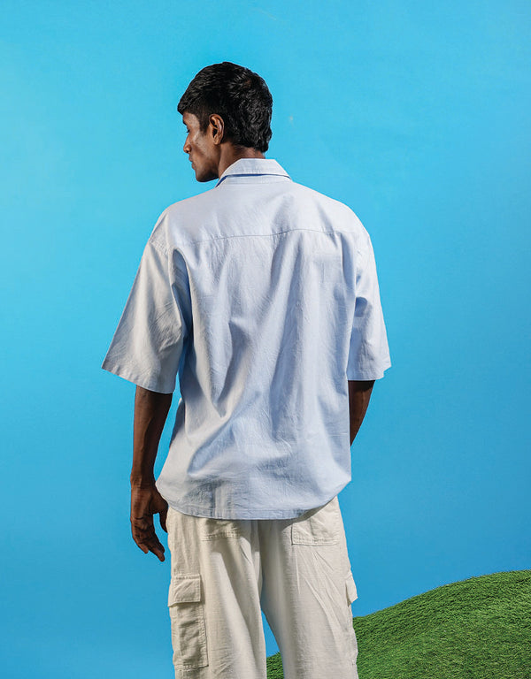 Odd Blue Linen Shirt - graphic streetwear linen shirt, Odd Not Even