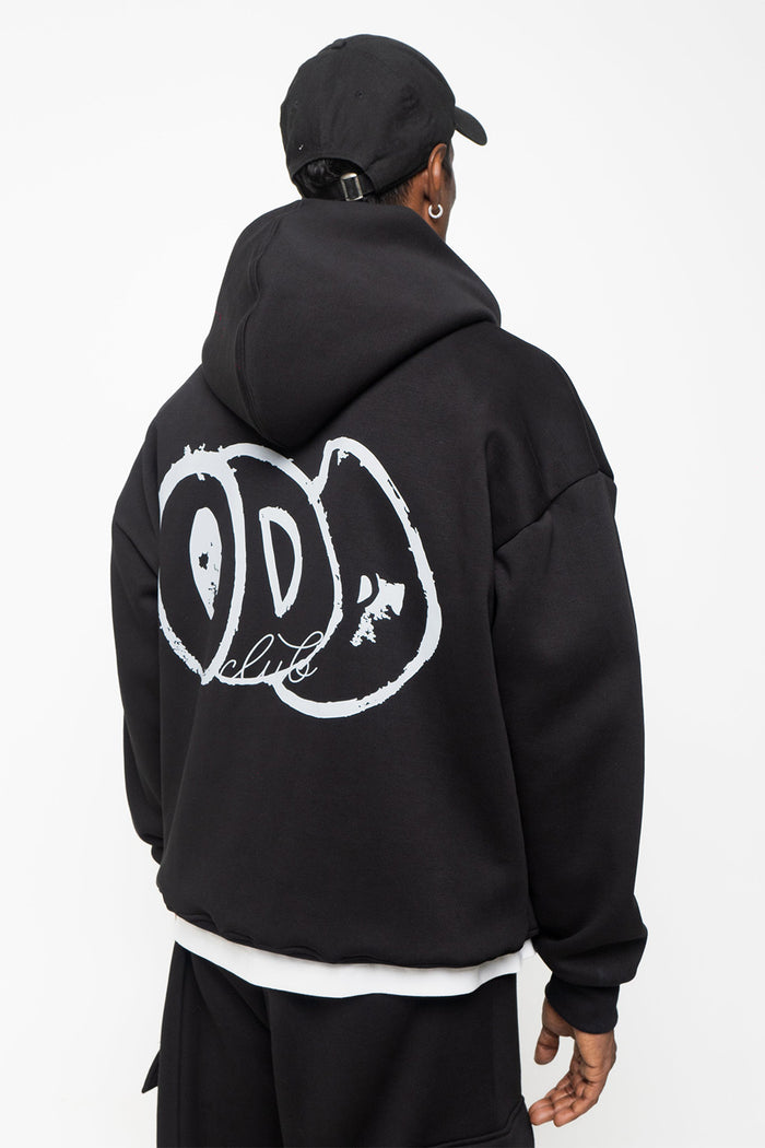 Odd Club Black Hoodie - relaxed fit hoodie, Odd Not Even streetwear