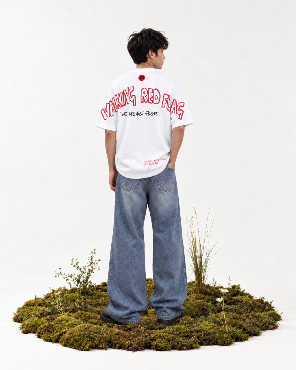 Walking Red Flag White Tshirt