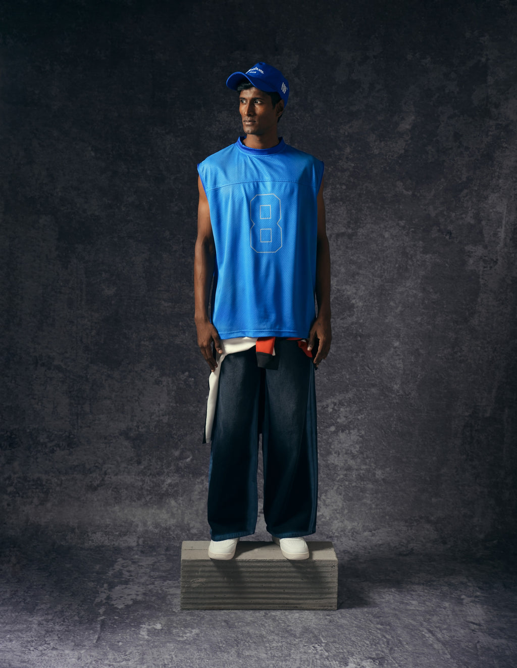 8 Blue Basic Sleeveless Jersey