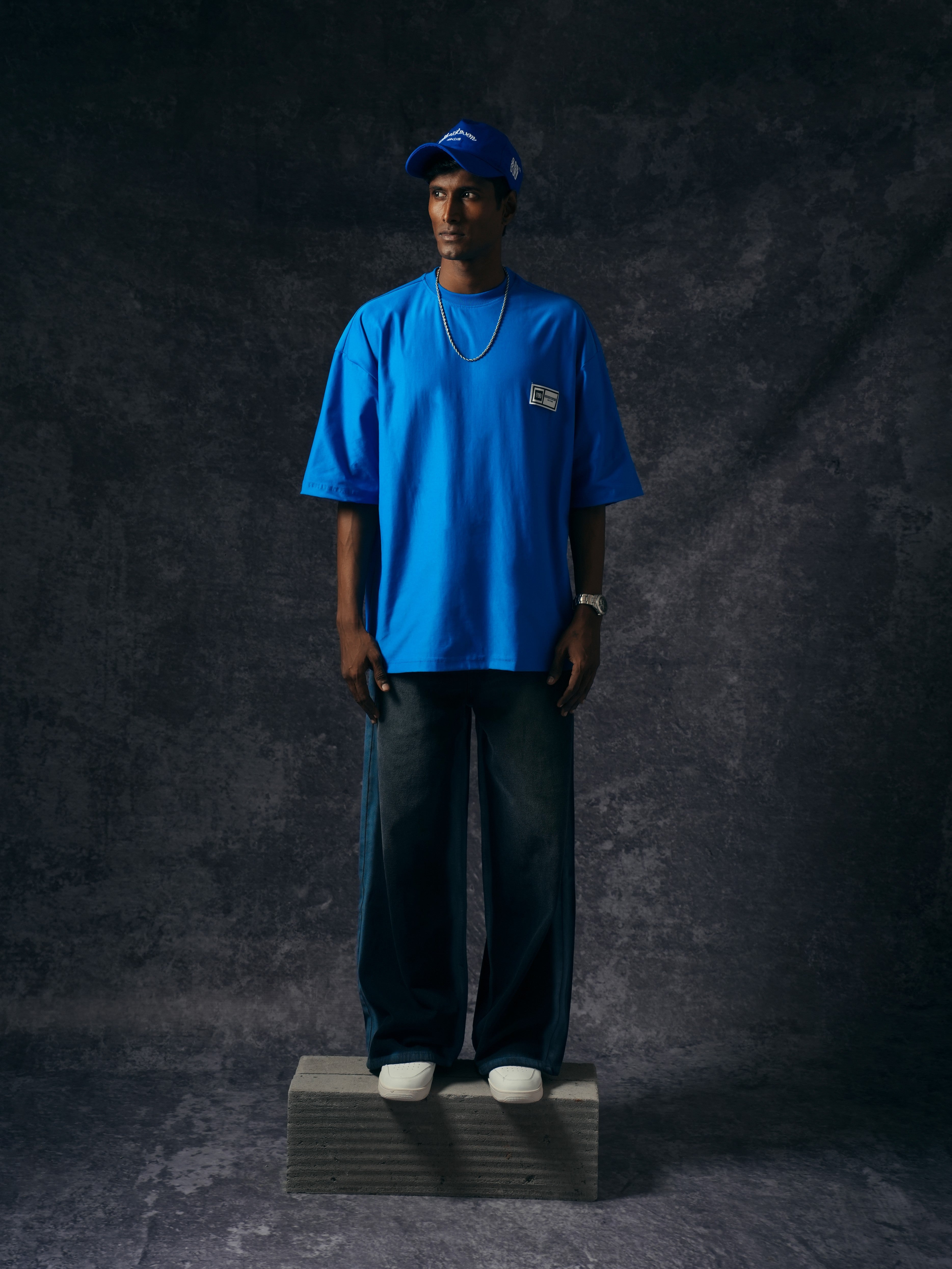 Woven Label Tee — Blue, Heavy Not Hot | Odd Not Even