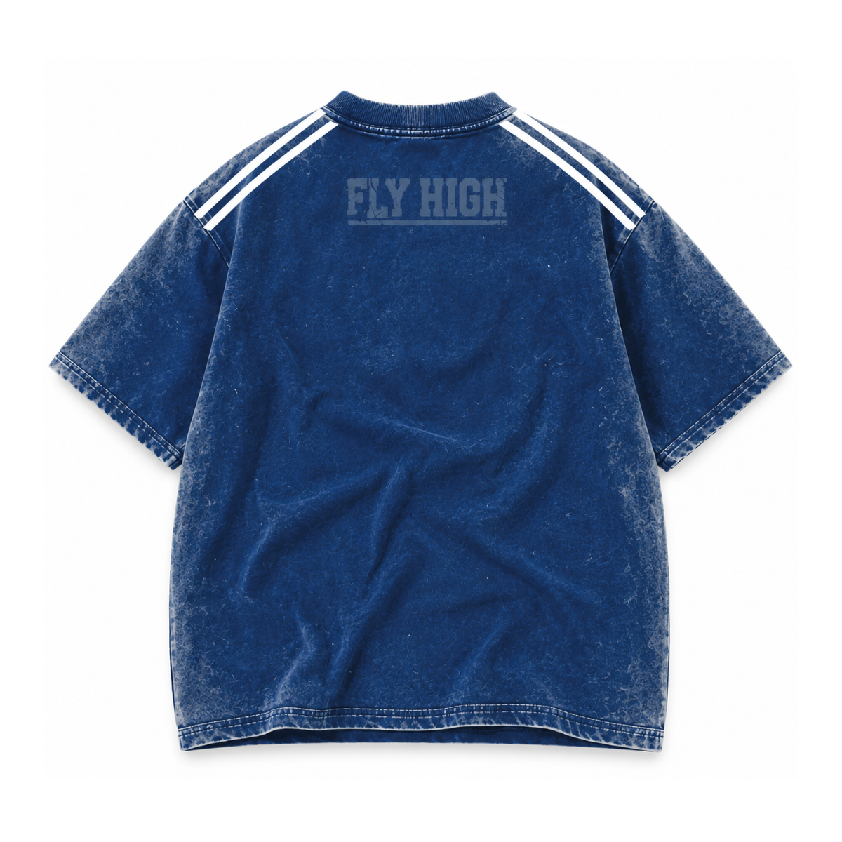 Blue Lions Retro Tee in deep blue, flat back view