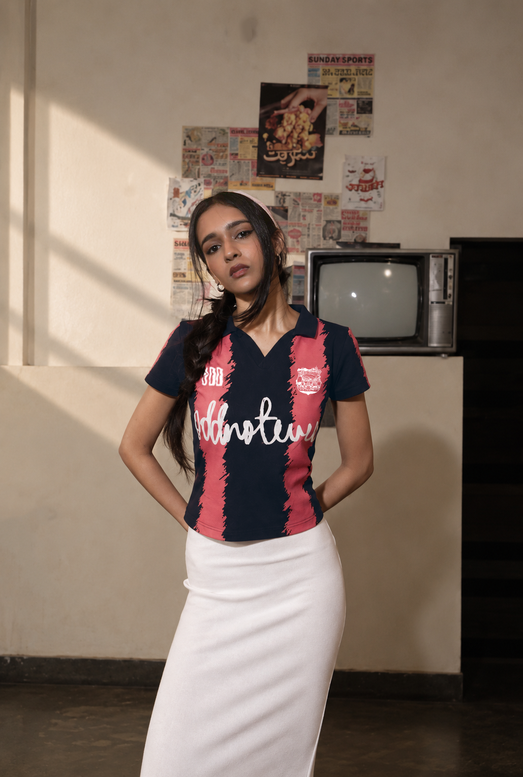 Model wearing the Catalan Retro Baby Tee