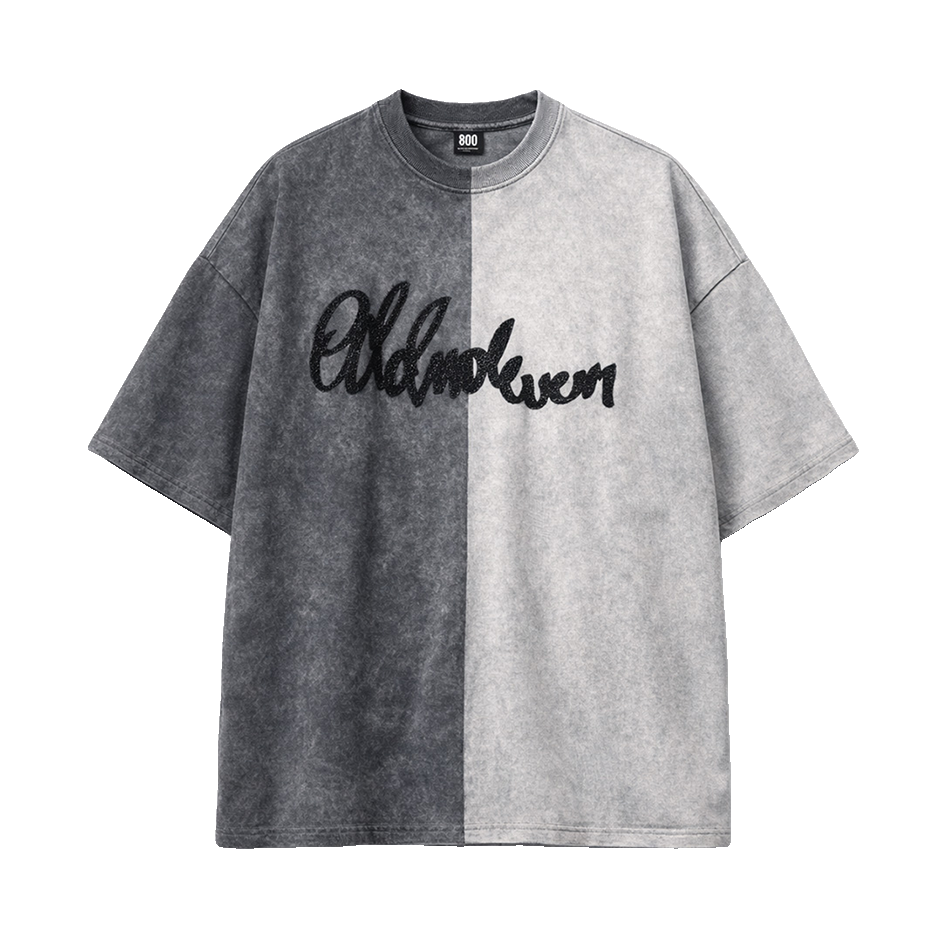 Half n Half T Shirt (Black-Grey)