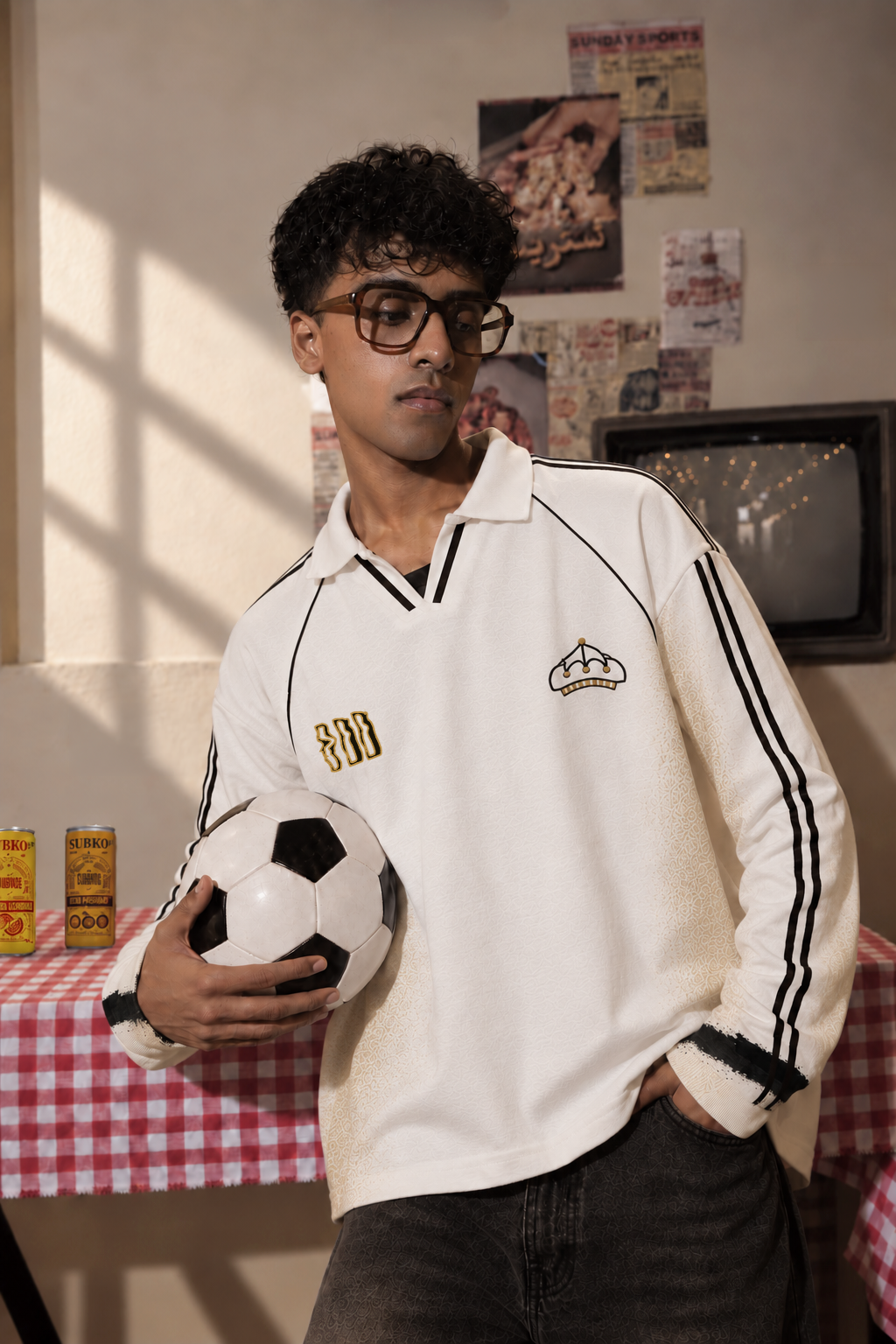 Crowned White Retro Polo
