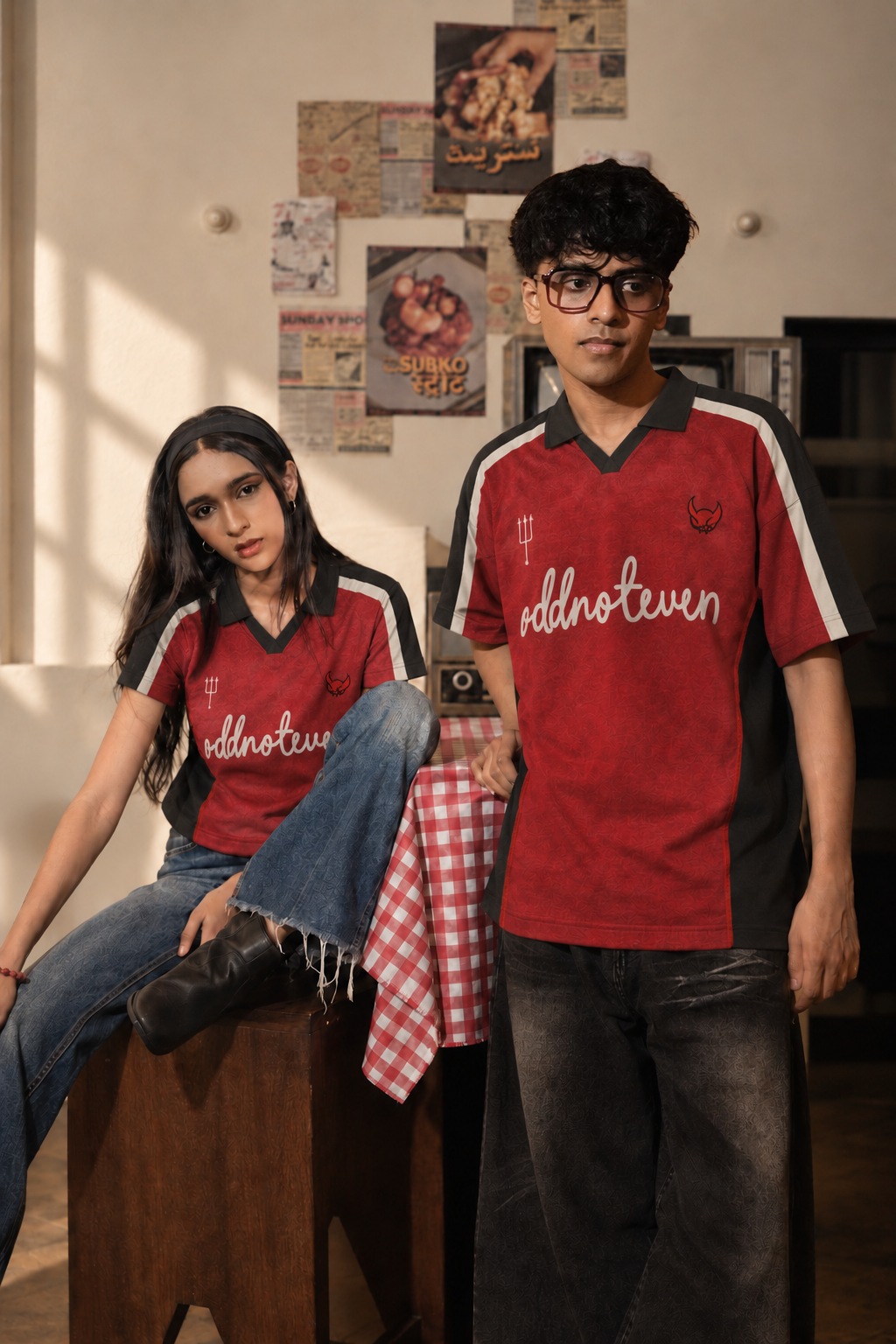 Red Devils Retro Baby Tee shown with other pieces from the Retro Kit Collection