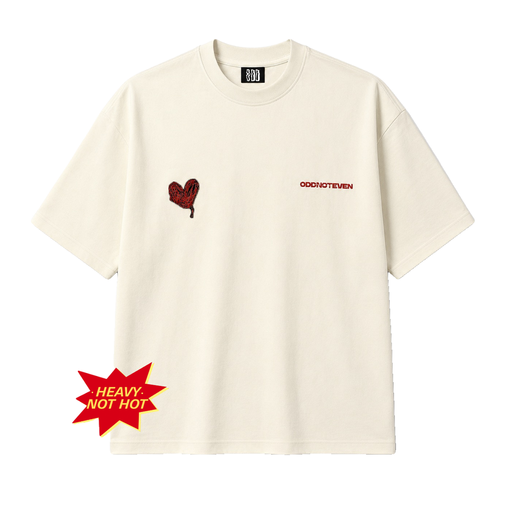 Scribble Heart Off-White Basic Tshirt