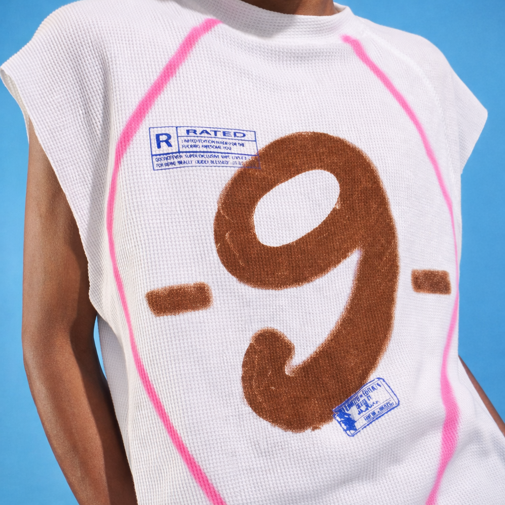9 Spray White Sleeveless T Shirt